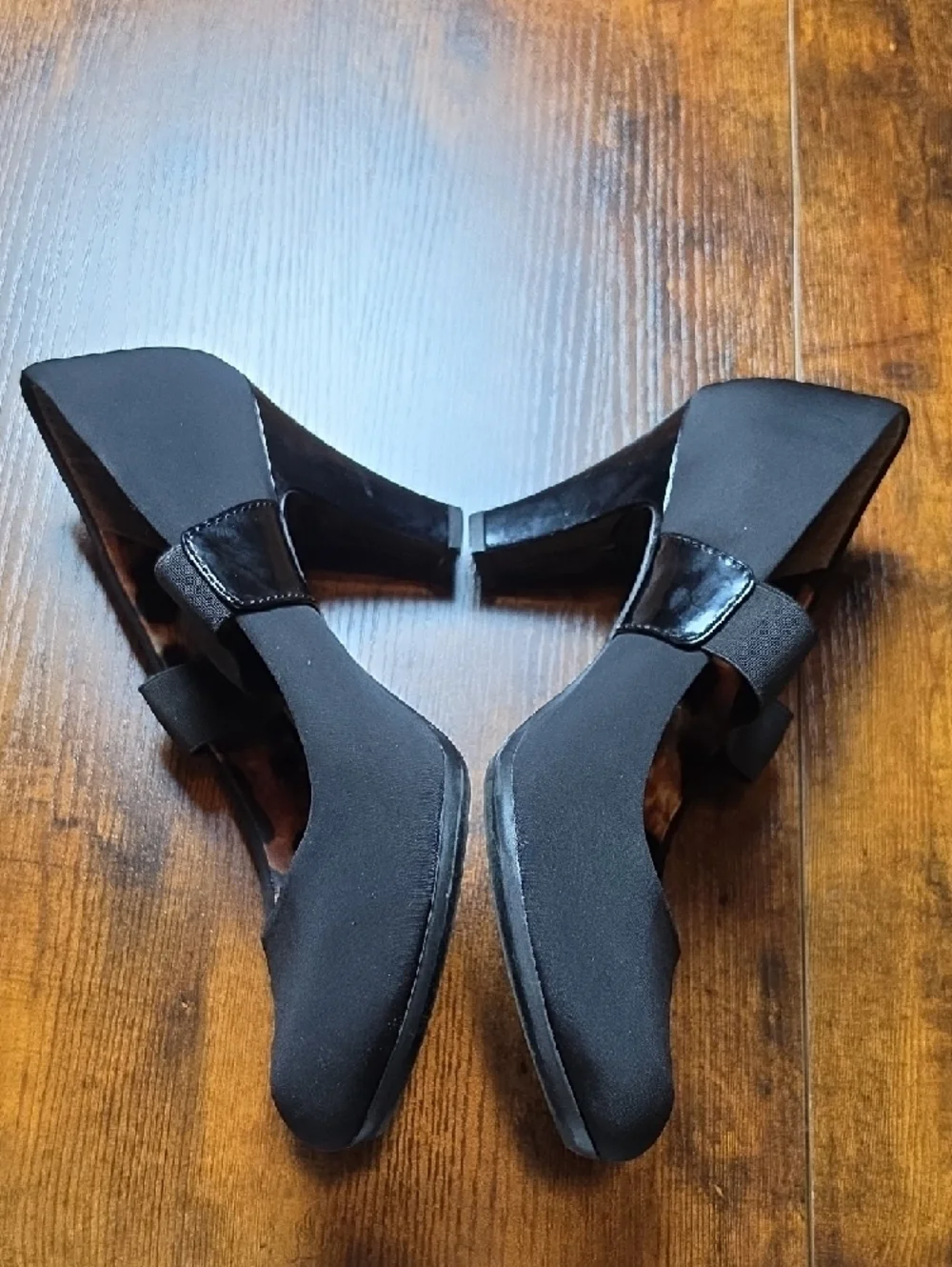 MOOTSIES TOOTSIES |‎ Black Mary Jane Heels Rounded Toe Leopard Print | 10